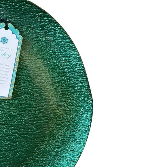 Artistic Accents Green Turkish Glass Charger Plate 13in Christmas Holiday New - Picture 6 of 11